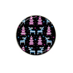 Blue And Pink Reindeer Pattern Hat Clip Ball Marker (4 Pack) by Valentinaart