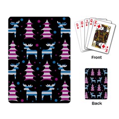 Blue And Pink Reindeer Pattern Playing Card by Valentinaart