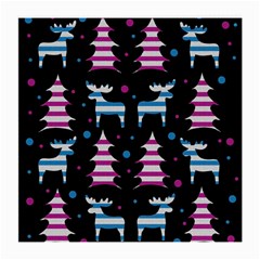 Blue And Pink Reindeer Pattern Medium Glasses Cloth by Valentinaart