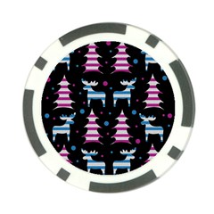 Blue And Pink Reindeer Pattern Poker Chip Card Guards by Valentinaart