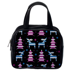 Blue And Pink Reindeer Pattern Classic Handbags (one Side) by Valentinaart