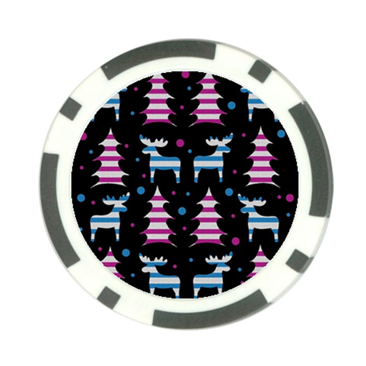 Blue and pink reindeer pattern Poker Chip Card Guards (10 pack) 