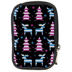 Blue And Pink Reindeer Pattern Compact Camera Cases by Valentinaart