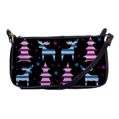 Blue And Pink Reindeer Pattern Shoulder Clutch Bags by Valentinaart