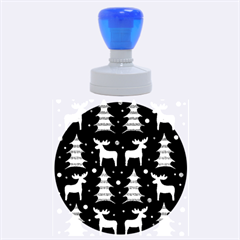 Blue And Pink Reindeer Pattern Rubber Round Stamps (large) by Valentinaart