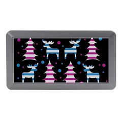 Blue And Pink Reindeer Pattern Memory Card Reader (mini) by Valentinaart