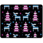 Blue and pink reindeer pattern Double Sided Fleece Blanket (Medium)  58.8 x47.4  Blanket Front