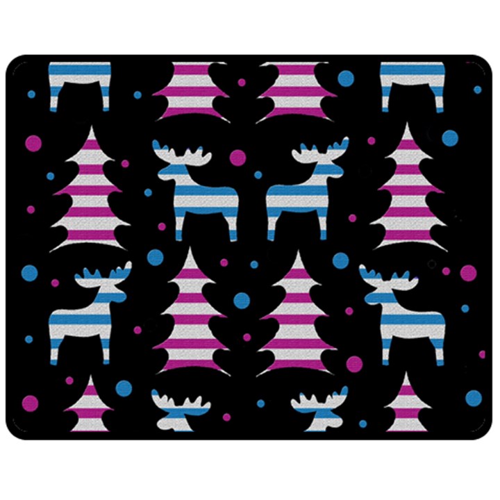 Blue and pink reindeer pattern Double Sided Fleece Blanket (Medium) 