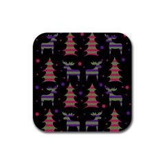 Reindeer Magical Pattern Rubber Square Coaster (4 Pack)  by Valentinaart