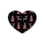 Reindeer magical pattern Heart Coaster (4 pack)  Front