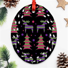 Reindeer Magical Pattern Oval Filigree Ornament (2-side)  by Valentinaart