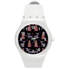 Reindeer Magical Pattern Round Plastic Sport Watch (m) by Valentinaart