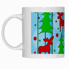 Xmas Reindeer Pattern - Blue White Mugs by Valentinaart