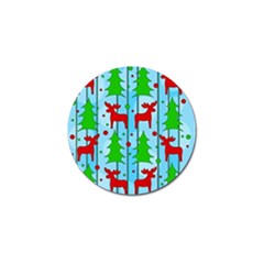 Xmas Reindeer Pattern - Blue Golf Ball Marker by Valentinaart