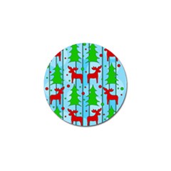 Xmas Reindeer Pattern - Blue Golf Ball Marker (10 Pack) by Valentinaart