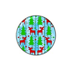 Xmas Reindeer Pattern - Blue Hat Clip Ball Marker (4 Pack) by Valentinaart