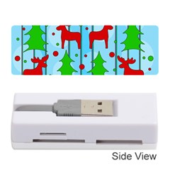 Xmas Reindeer Pattern - Blue Memory Card Reader (stick)  by Valentinaart