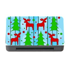 Xmas Reindeer Pattern - Blue Memory Card Reader With Cf by Valentinaart