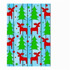 Xmas Reindeer Pattern - Blue Small Garden Flag (two Sides) by Valentinaart