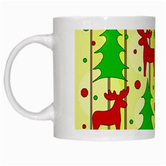 Xmas Reindeer Pattern - Yellow White Mugs by Valentinaart