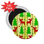 Xmas reindeer pattern - yellow 2.25  Magnets (100 pack)  Front