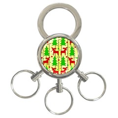 Xmas Reindeer Pattern - Yellow 3-ring Key Chains by Valentinaart