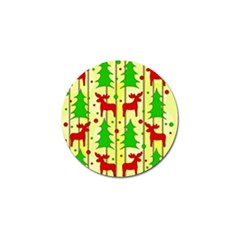 Xmas Reindeer Pattern - Yellow Golf Ball Marker by Valentinaart