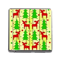 Xmas Reindeer Pattern - Yellow Memory Card Reader (square) by Valentinaart