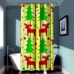 Xmas Reindeer Pattern - Yellow Shower Curtain 36  X 72  (stall)  by Valentinaart