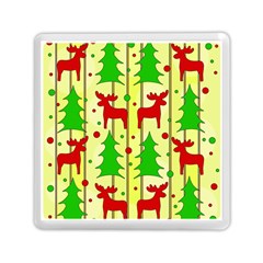 Xmas Reindeer Pattern - Yellow Memory Card Reader (square)  by Valentinaart