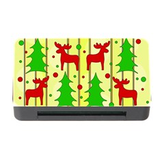 Xmas Reindeer Pattern - Yellow Memory Card Reader With Cf by Valentinaart