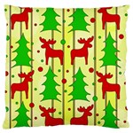 Xmas reindeer pattern - yellow Large Cushion Case (Two Sides) Front