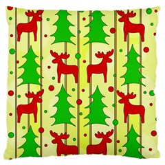 Xmas Reindeer Pattern - Yellow Standard Flano Cushion Case (two Sides) by Valentinaart