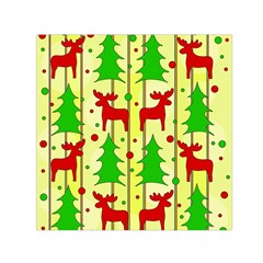 Xmas Reindeer Pattern - Yellow Small Satin Scarf (square) by Valentinaart