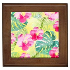 Tropical Dream Hibiscus Pattern Framed Tiles by DanaeStudio