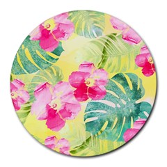 Tropical Dream Hibiscus Pattern Round Mousepads