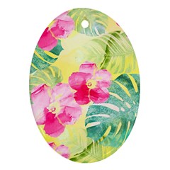 Tropical Dream Hibiscus Pattern Ornament (oval) 