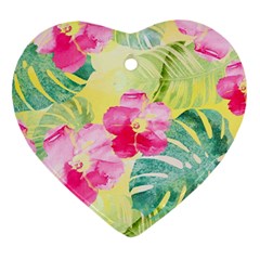 Tropical Dream Hibiscus Pattern Ornament (heart) 