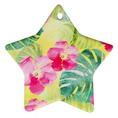 Tropical Dream Hibiscus Pattern Ornament (star) 