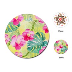 Tropical Dream Hibiscus Pattern Playing Cards (round) 