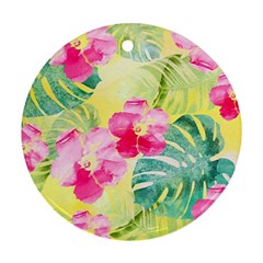 Tropical Dream Hibiscus Pattern Round Ornament (two Sides) 