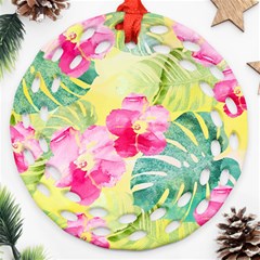 Tropical Dream Hibiscus Pattern Ornament (round Filigree) 