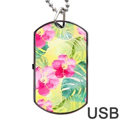 Tropical Dream Hibiscus Pattern Dog Tag Usb Flash (one Side) by DanaeStudio