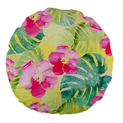 Tropical Dream Hibiscus Pattern Large 18  Premium Round Cushions by DanaeStudio