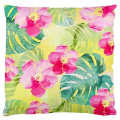 Tropical Dream Hibiscus Pattern Large Flano Cushion Case (one Side) by DanaeStudio