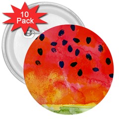 Abstract Watermelon 3  Buttons (10 Pack)  by DanaeStudio