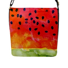 Abstract Watermelon Flap Messenger Bag (l)  by DanaeStudio