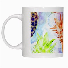 Colorful Pineapples Over A Blue Background White Mugs by DanaeStudio