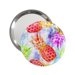 Colorful Pineapples Over A Blue Background 2 25  Handbag Mirrors by DanaeStudio