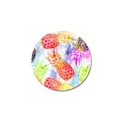 Colorful Pineapples Over A Blue Background Golf Ball Marker by DanaeStudio